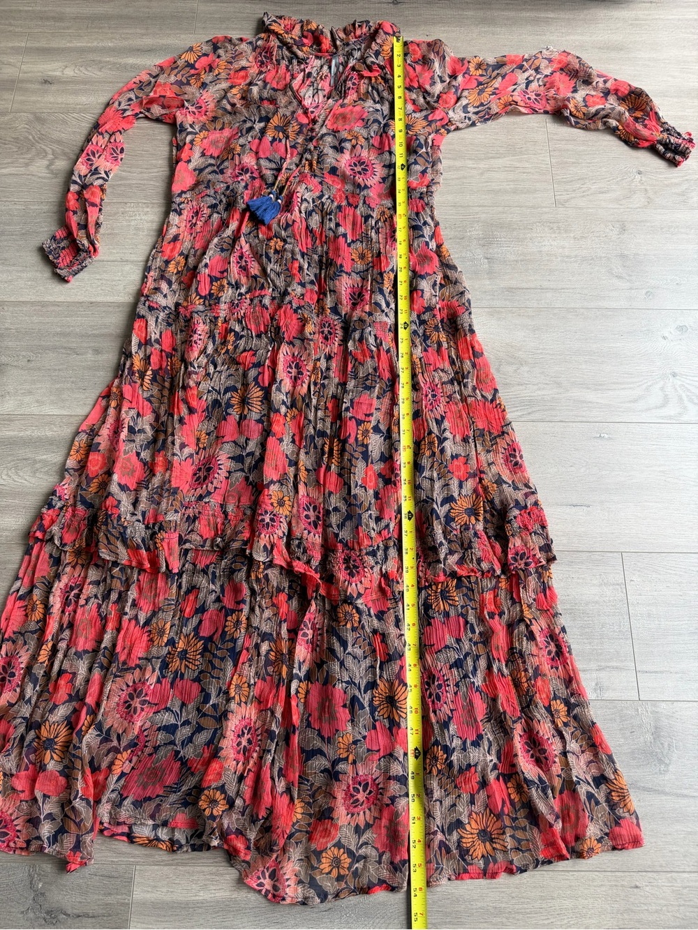 By Anthropologie The Marais Printed Chiffon Maxi Dress - Red Motif - size XS - Picture 4 of 9